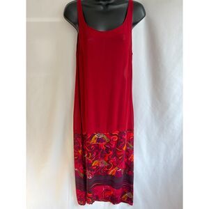 Vintage Red Slip Light Maxi Beachy Dress 2 Boho Ornaments Vacation Swim Cover